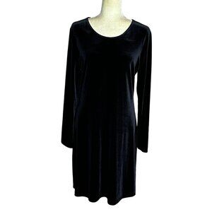 Vintage Black Velour Goth Midi Dress Whimsigoth Witchy Long Sleeve Y2K 90s